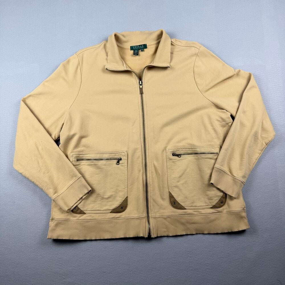 Lauren Ralph Lauren Full Zip Sweatshirt Jacket 2X Beige